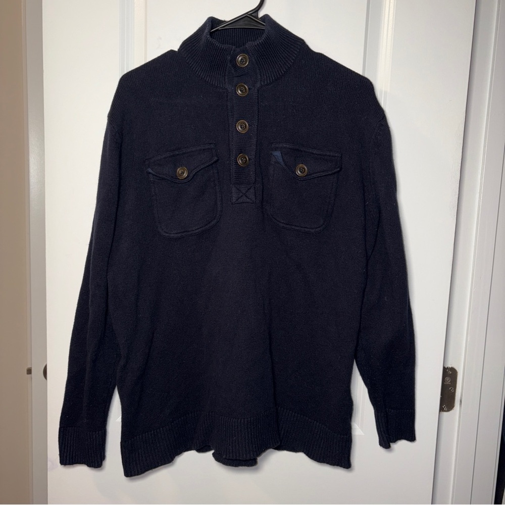 Men’s GAP Navy Button Up Wool Blend Sweater Size: L